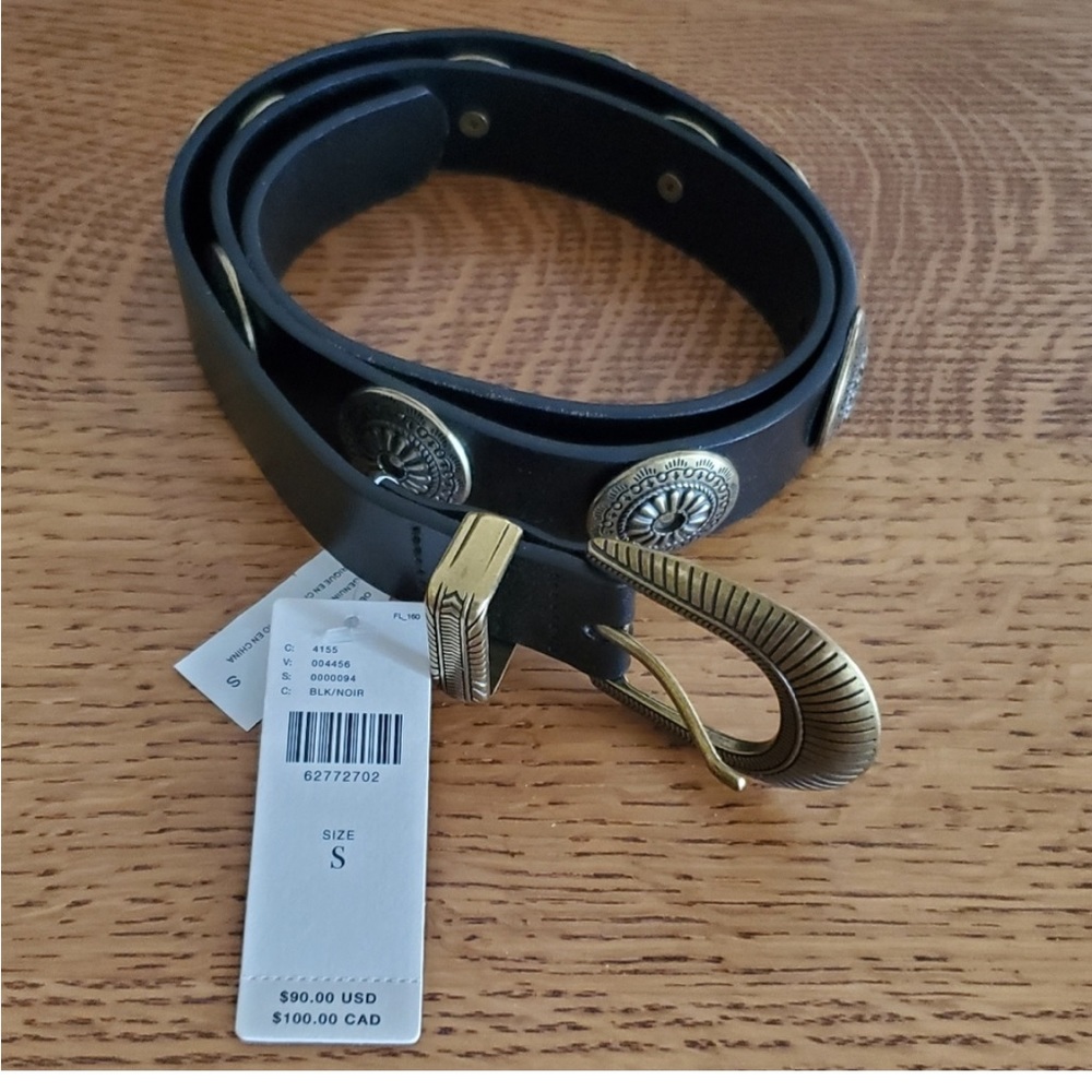 Anthropologie coin studded belt - Small- Black